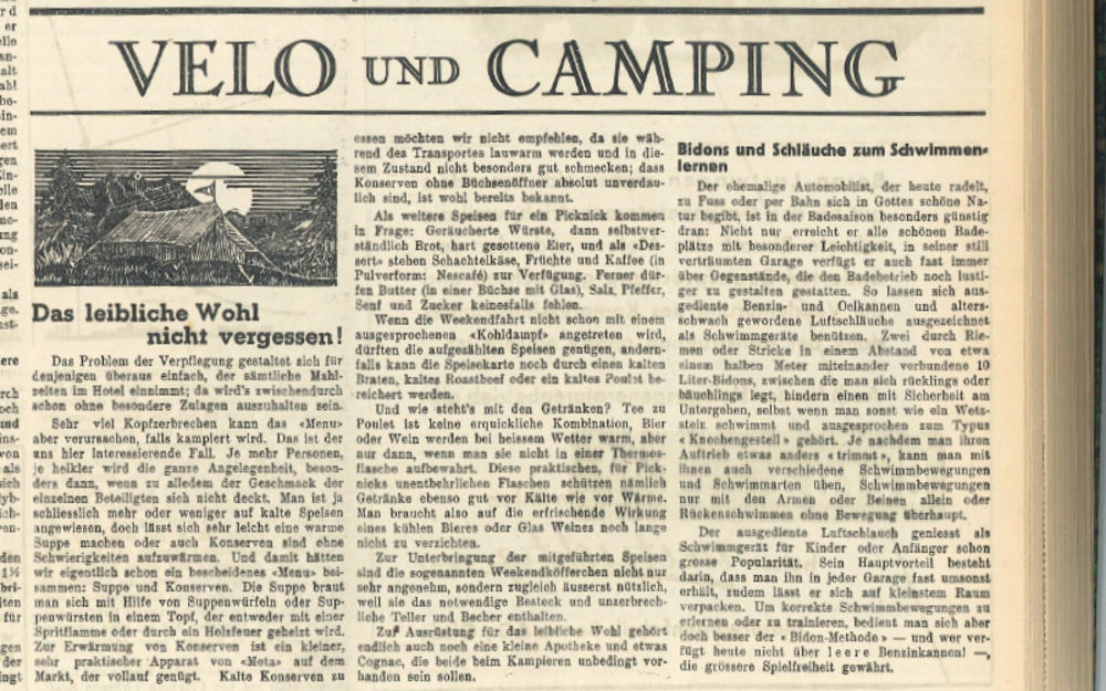 Velo und Camping - Das leibliche Wohl nicht vergessen